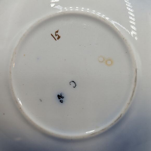 C1820 Johnson Brothers Semi Porcelain Flow Blue Tulip Royal Gold Accents 6 Plate - Picture 7 of 12